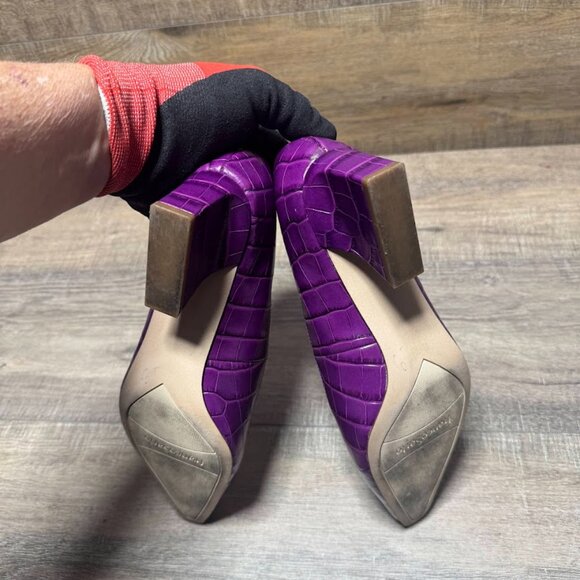 Franco Sarto Samira Violet Embossed Leather Pointed Toe Heels Women's Size 9.5 - Picture 5 of 8